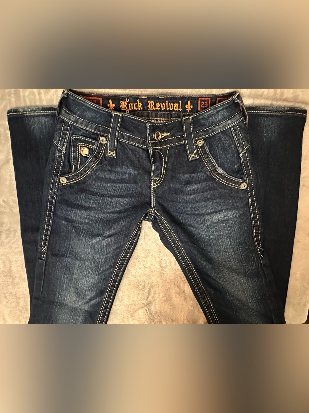 Rock Revival Adele Skinny Jeans Dark Wash Embellished Bling Size 25X29
